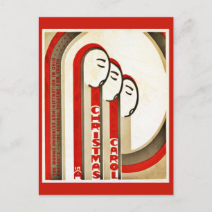 een kerstachel hersteld WPA Feestdagenkaart