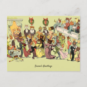 Een kerstbal in Catsville door Louis Wain Feestdagenkaart