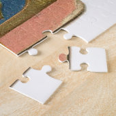 Een  kerstbegroet briefkaart, legpuzzel (Zijkant)