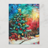 Een kerstboom alcoholinkten briefkaart (Voorkant)