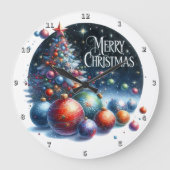 Een kerstboom en feestelijke Ornamenten Grote Klok (Voorkant)