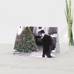 Een kerstboom na Mignight Feestdagen Kaart