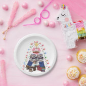 Een kerstboomboek en verlichting voor lezers papieren bordje (Feest)