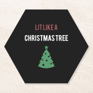 een kerstboomboom met een groene boom voor kerstmi kartonnen onderzetters