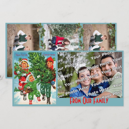 Een kerstboomfotokaart krijgen feestdagenkaart (Voorkant / Achterkant)