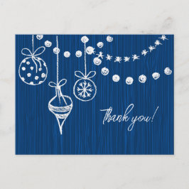 Een Kerstbruiloft Witte Krijt Design op Blauw Briefkaart
