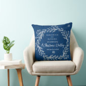 Een Kerstbruiloft Witte Krijt Design op Blauw Kussen (Stoel)