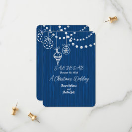 Een Kerstbruiloft Witte Krijt Design op Blauw Save The Date