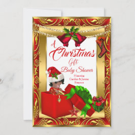 Een Kerstcadeau Jongen Meisje Baby Shower Rood Gou Kaart