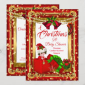 Een kerstcadeautje Baby shower Red Gold Kaart (Voorkant / Achterkant)