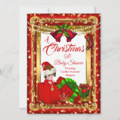 Een kerstcadeautje Baby shower Red Gold Kaart (Voorkant)