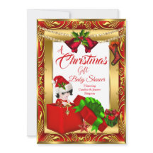 Een kerstcadeautje meisje Baby shower Red Gold 2