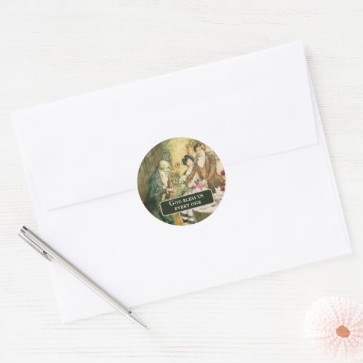Een kerstcadeautje met kerstmis ronde sticker (Envelop)