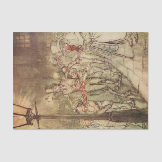 Een kerstcarol Bob Cratchit ging een Slide neer Tissuepapier (Voorkant)