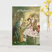 Een kerstcarol Dickens Scrooge Vintage Kaart (Gele Bloem)