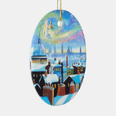 Een kerstcarol met scrolloge en een geest van het  keramisch ornament (Rechts)