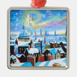 Een kerstcarol met scrolloge en een geest van het  metalen ornament