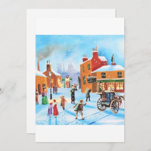 Een kerstcarol met scrolloge en kleine Tim met G B Feestdagenkaart (Voorkant / Achterkant)