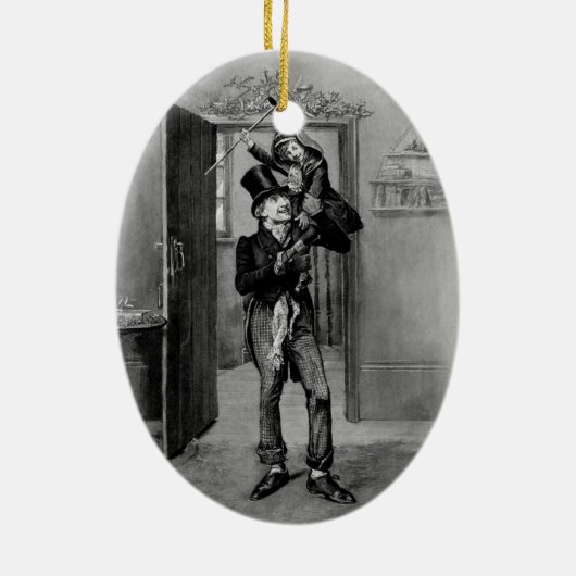 Een kerstcarol: Tiny Tim Keramisch Ornament (Achterkant)