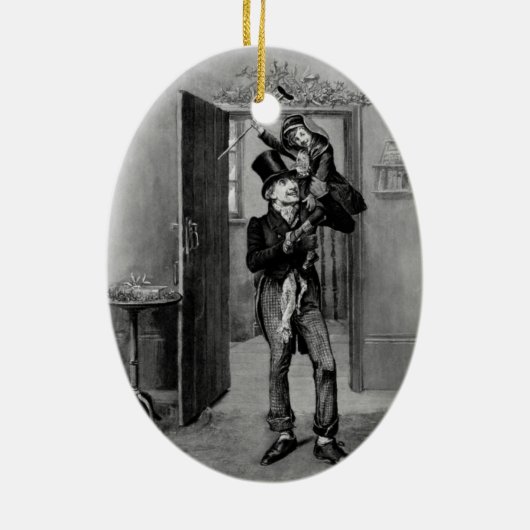 Een kerstcarol-versiering keramisch ornament (Achterkant)