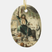 Een kerstcarol-versiering keramisch ornament (Achterkant)