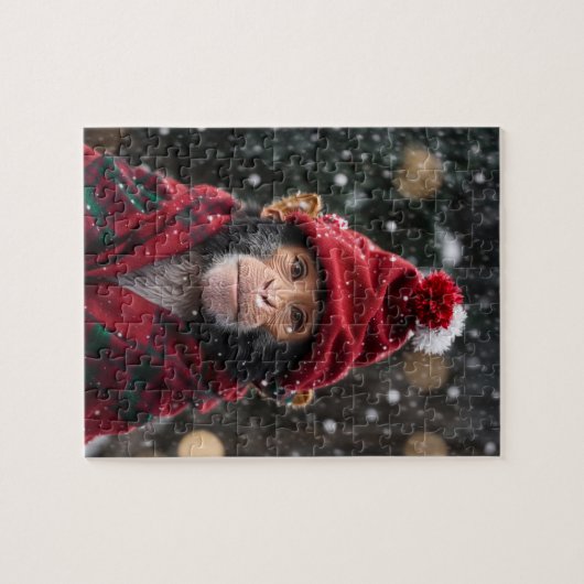 Een kerstchimpansee legpuzzel (Horizontaal)