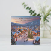 Een kerstdorp feestdagenkaart (Staand voorkant)