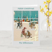 Een  kerstdorp Santa Trees Kaart (Gele Bloem)