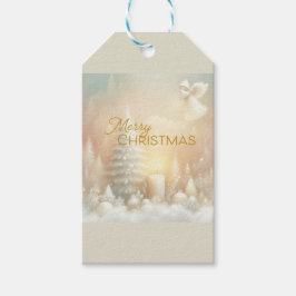 Een Kerstengel Fantasie Besneeuwd Landschap Cadeaulabel