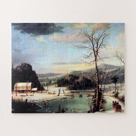 Een kerstfeest George Henry Durrie 1852 Legpuzzel (Horizontaal)