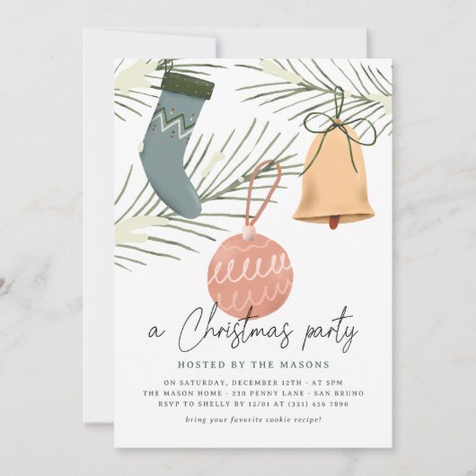 Een kerstfeest | Vakantie in moderne Ornamenten Kaart (Voorkant)