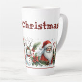 Een Kerstfeestelijke Bijeenkomst Latte Mok (Rechterhoek)