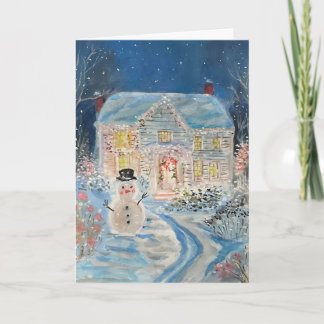 Een kerstfeestelijke vakantiehuis kaart