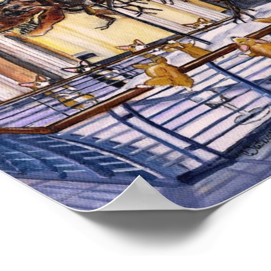 Een kerstfoto van Corgi Bodacious Bone Bonanza Poster (Hoek)