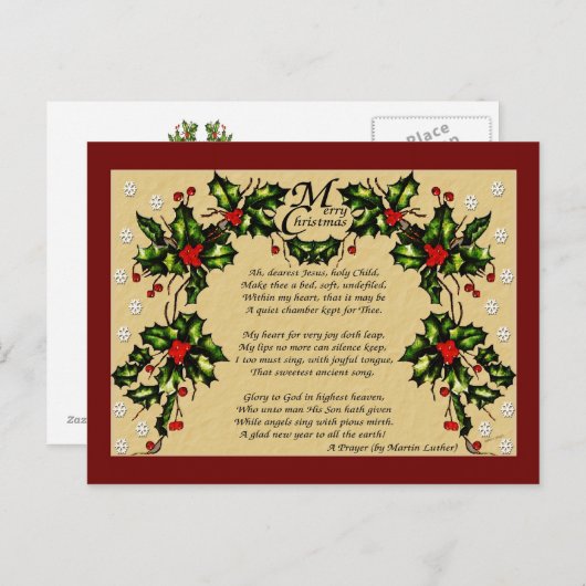 Een kerstgebed feestdagenkaart (Voorkant / Achterkant)