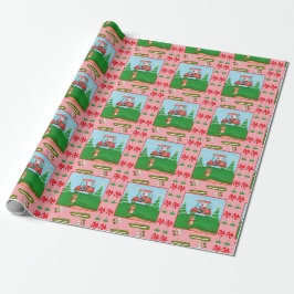 Een kerstgolf met Kerstman en rendier Cadeaupapier