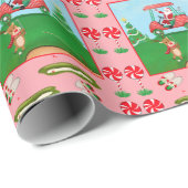 Een kerstgolf met Kerstman en rendier Cadeaupapier (Rol Hoek)