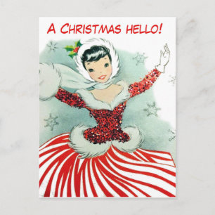 Een kerstgroet van dansende ballerina briefkaart
