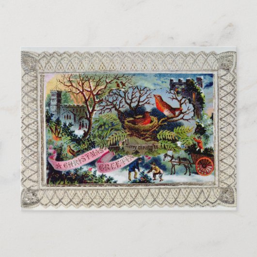 Een kerstgroet, Victoriaans briefkaart (Voorkant)
