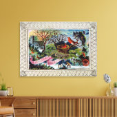Een kerstgroet, Victoriaans briefkaart Canvas Afdruk (Insitu (Woonkamer))