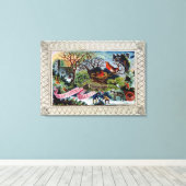 Een kerstgroet, Victoriaans briefkaart Canvas Afdruk (Insitu (Houten vloer))