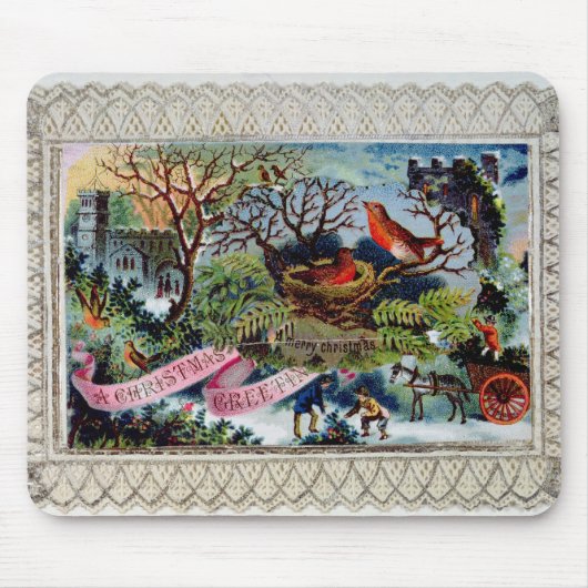 Een kerstgroet, Victoriaans briefkaart Muismat (Voorkant)
