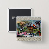 Een kerstgroet, Victoriaans briefkaart Vierkante Button 5,1 Cm (Voorkant /achterkant)