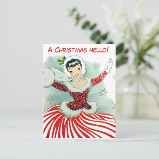 Een kersthallo van dansballerina briefkaart (Staand voorkant)