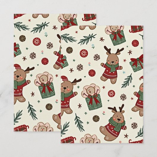 Een kerstkaart bedankkaart (Voorkant / Achterkant)