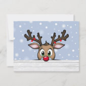 Een Kerstkaart met een rendier met een rode neus (Voorkant)