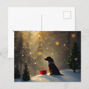 Een kerstkaart met lichte winterfeestjes in de win feestdagenkaart