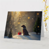 Een kerstkaart met lichte winterfeestjes in de win kaart (Gele Bloem)