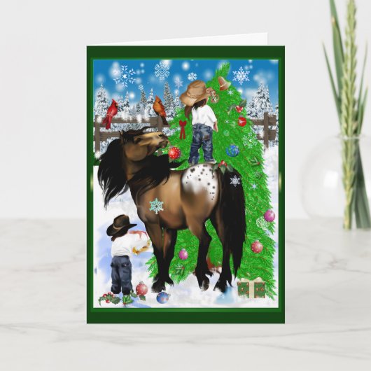 Een kerstkaart van het Paard en van het Kind Feestdagen Kaart (Voorkant)