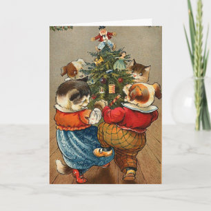 Een kerstkaart voor honden en katten feestdagen kaart